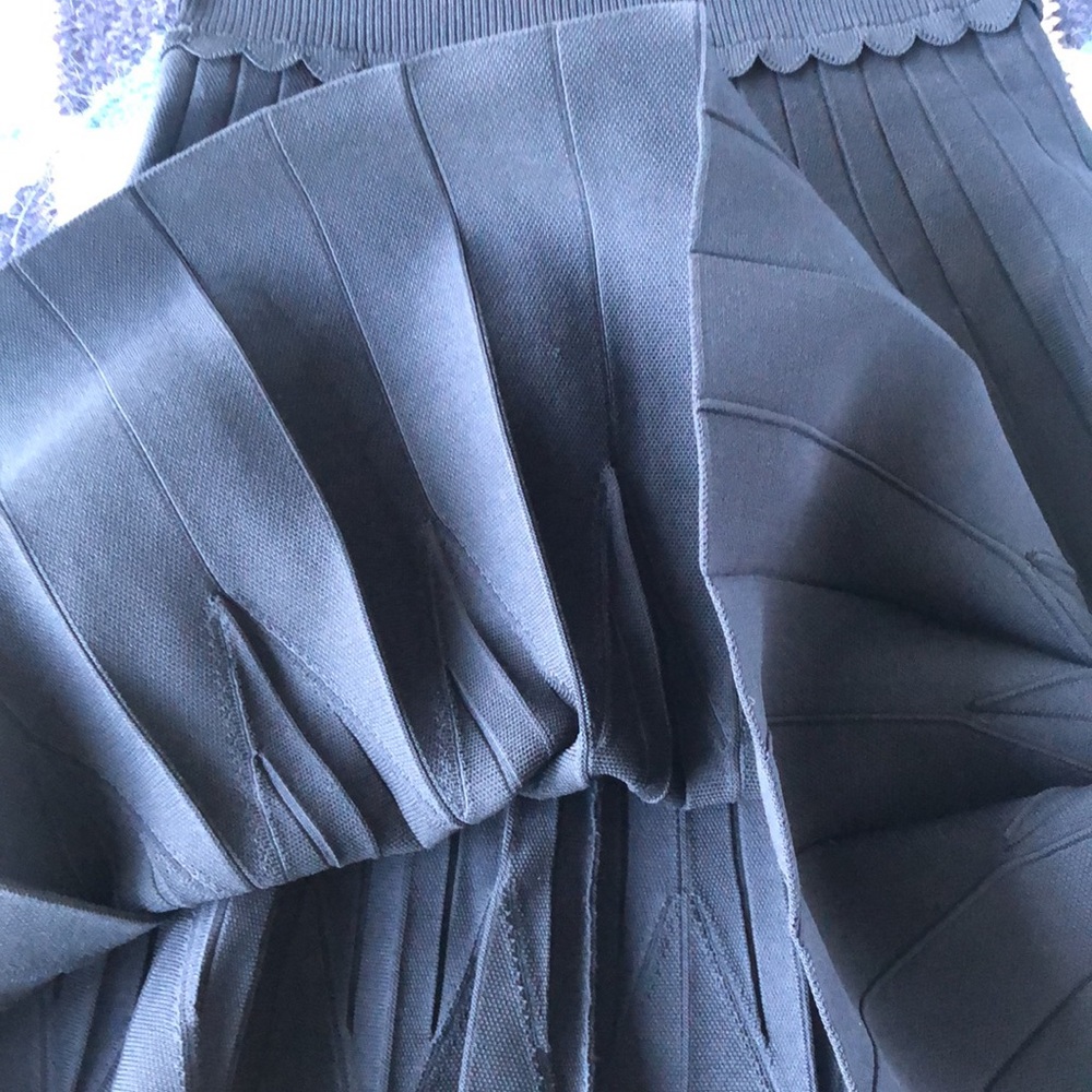 Sandro Navy Pleated Midi Dress - Picture 7 of 9
